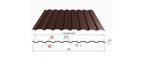 Профнастил коричневый оцинкованный  RAL 8017 С-20 купить недорого в Истре